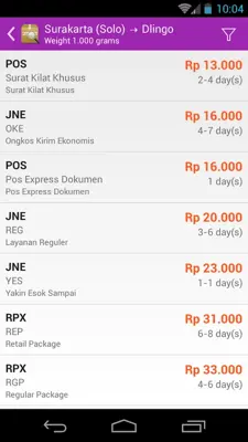 RajaOngkir android App screenshot 5